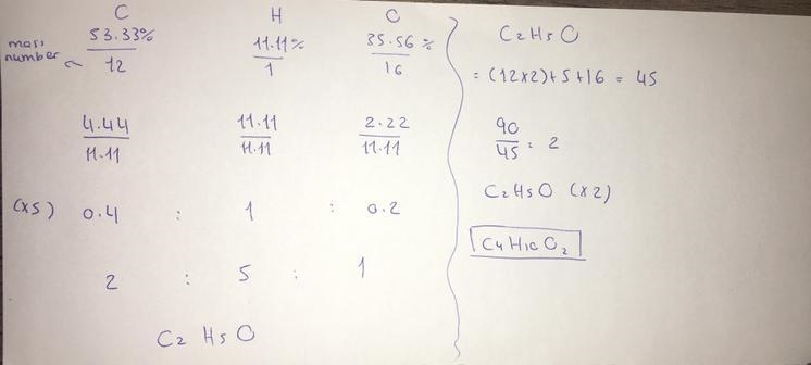 A compound is composed of 53.33%carbon, 11.11%hydrogen and 35.56%oxygen. If the molecular-example-1