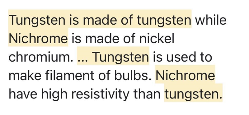 Difference girteen tungsten and nichrome-example-1