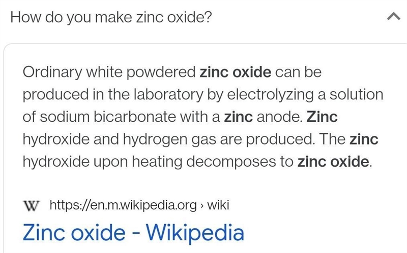 Zinc crystals is made from zinc Oxide and which acid ​-example-1