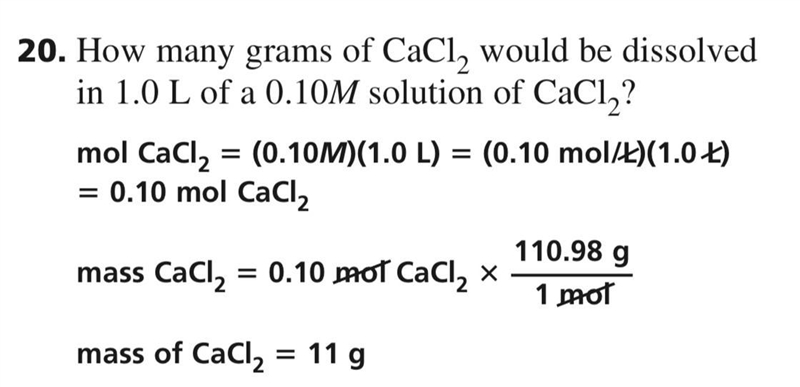 How many grams of CaCl2would be dissolved in 1.0 L of a 0.10M solution of CaCl2?-example-1