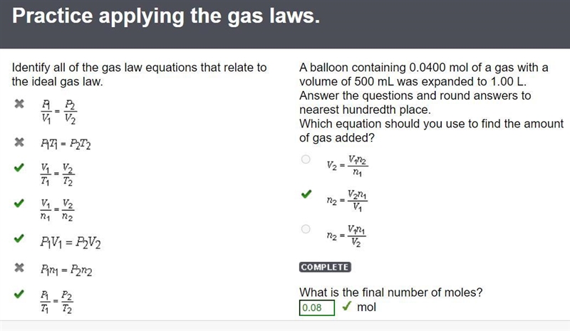 Identify all of the gas law equations that relate to the ideal gas law.-example-1