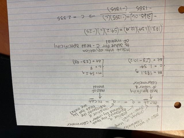 Worth many points (timed test) A 54.2 g sample of an unknown metal is heated to 48.00 degrees-example-1