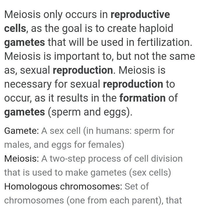 It is the gametes formation of a sex cells or reproductive cells.​-example-1