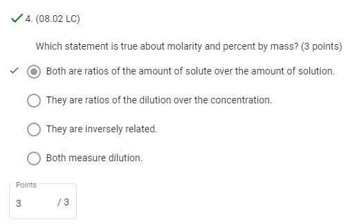 Which statement is true about molarity and percent by mass? (3 points) Question 4 options-example-1