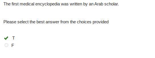 The first medical encyclopedia was written by an Arab scholar. Please select the best-example-1