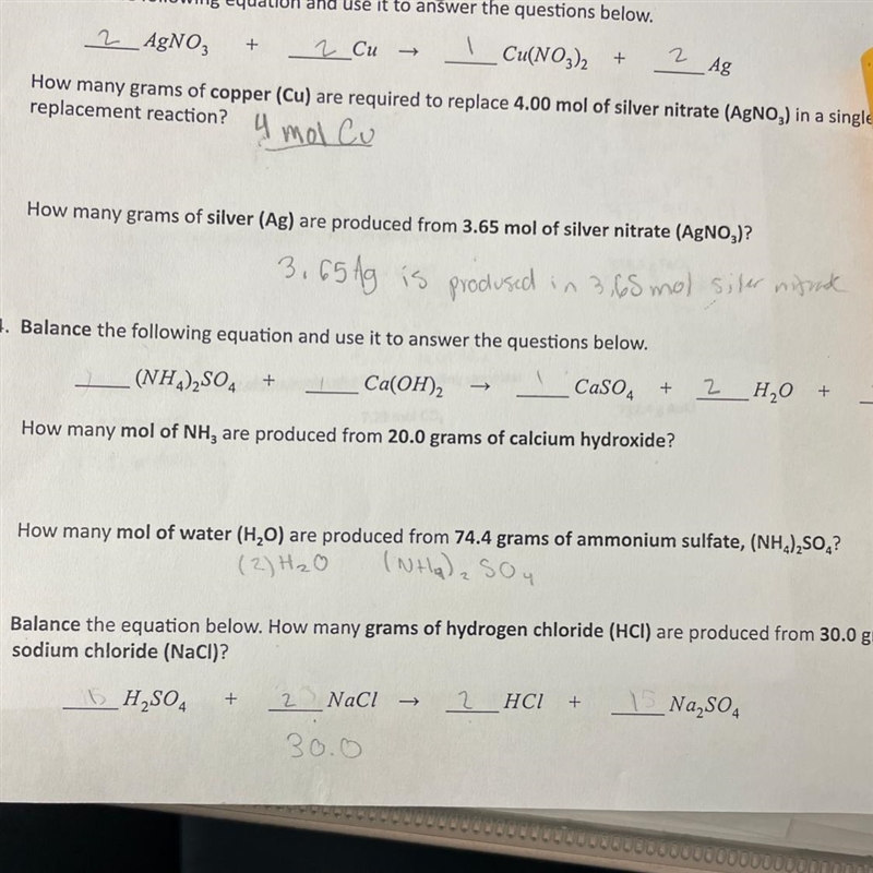 How many mol of water (H2O) are produced from 74.4 grams of ammonium sulfate, (NH-example-1