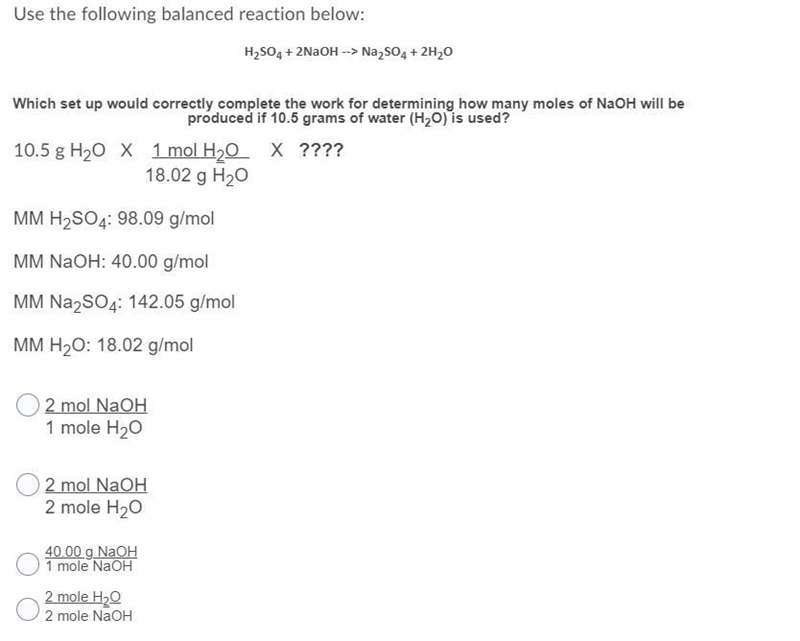 Which set up would correctly complete the work for determining how many moles of NaOH-example-1