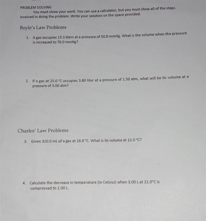 Boyle's Law Problems Charles' Law Problems ​-example-1