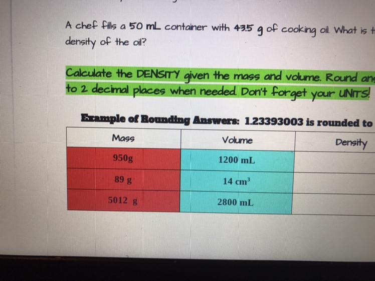 Need help with pt 3 of Density worksheet-example-1