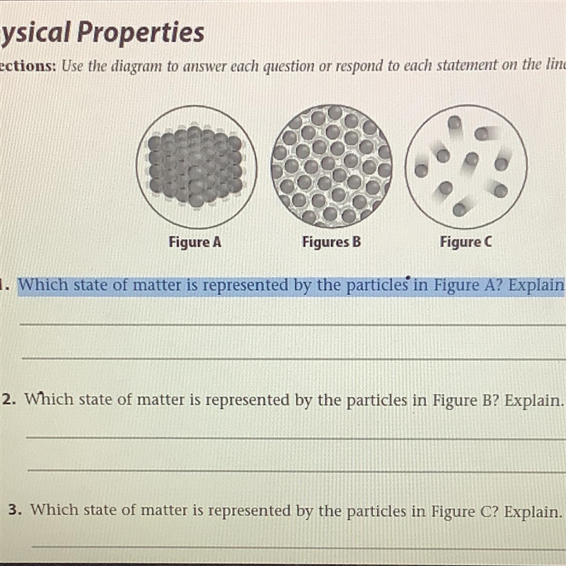 Which state of matter represented by the particles￼-example-1