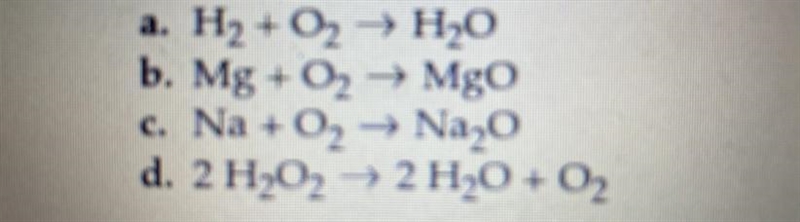 Circle the letter of each chemical equation that is balanced-example-1