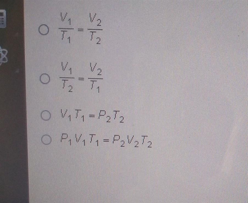 Which equation is derived from the combined gas law? ​-example-1