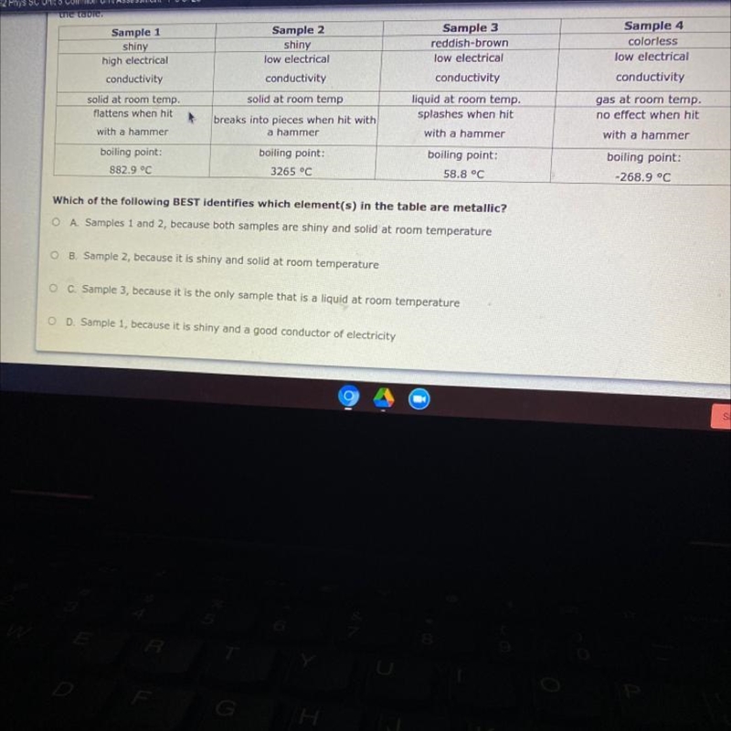 During a lab activity students were given samples of four different unknown elements-example-1