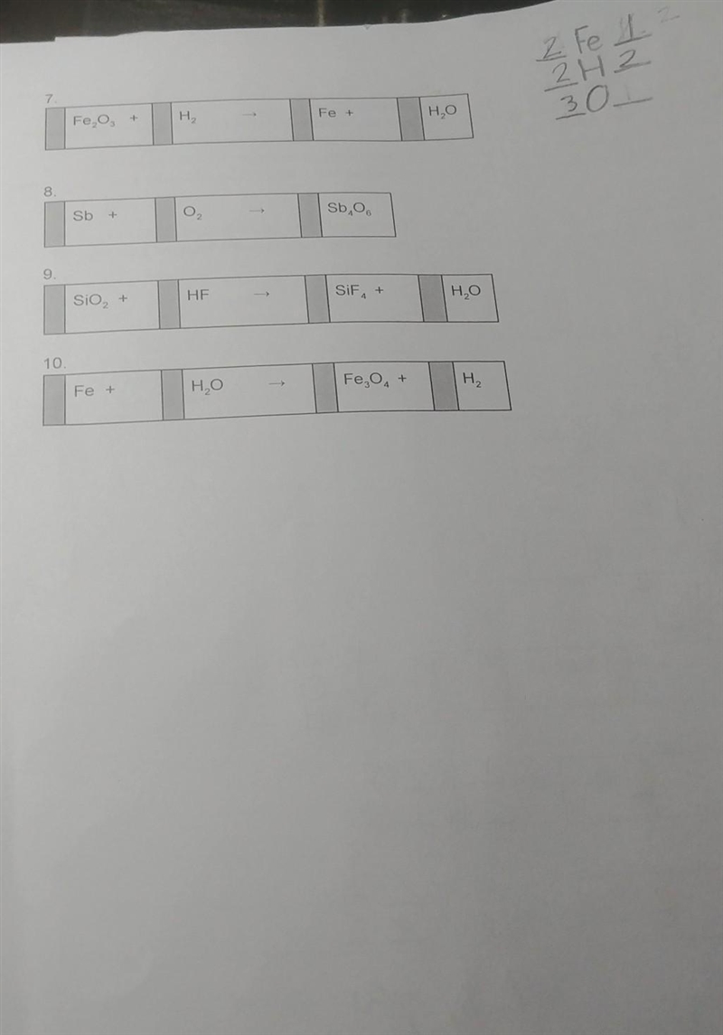 i need help with these. its balancing. the blank spaces are where u put the numbers-example-1