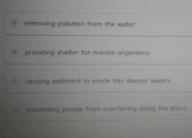 An artificial reef is intended to affect the ocean ecosystem by-​-example-1