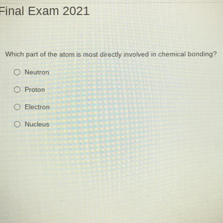 Which part of the atom is most directly involved in chemical bonding?-example-1