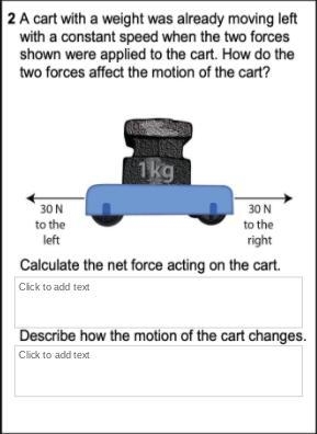 A cart with the weight was already moving lefgt with a constant speed when the two-example-1