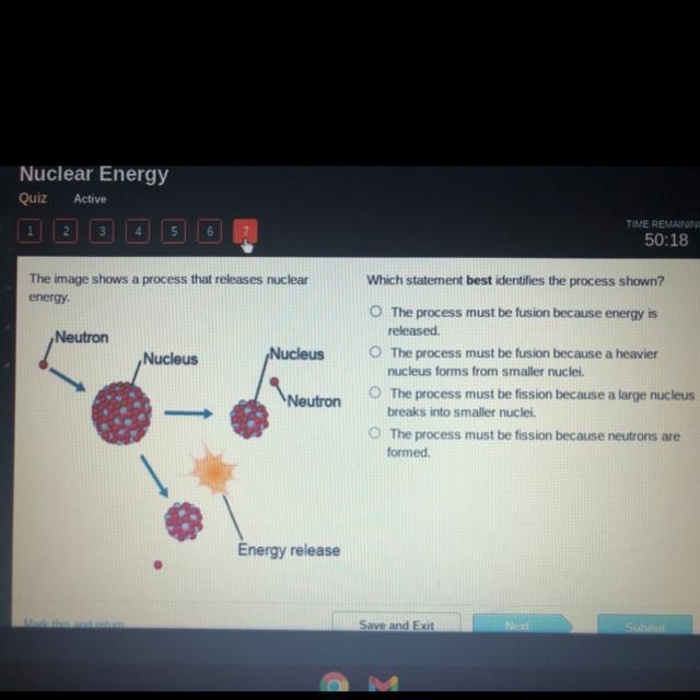 The image shows a process that releases nuclear energy. Neutron 3 Nucleus Nucleus-example-1