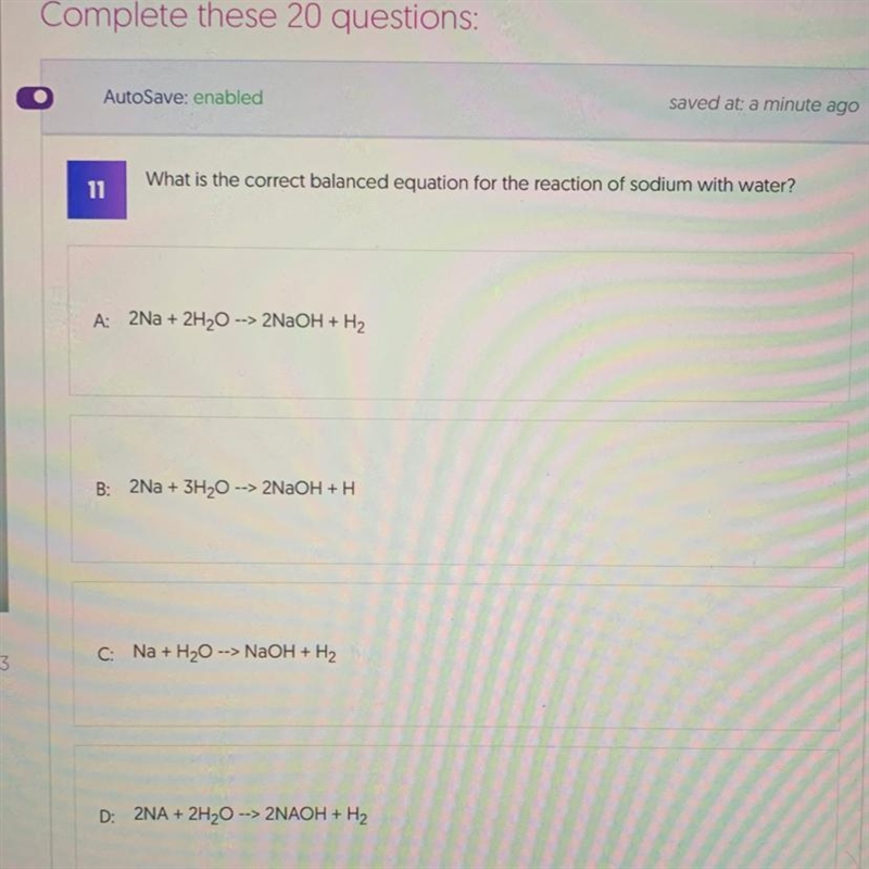 What is the correct balanced equation for the reaction of sodium with water?-example-1