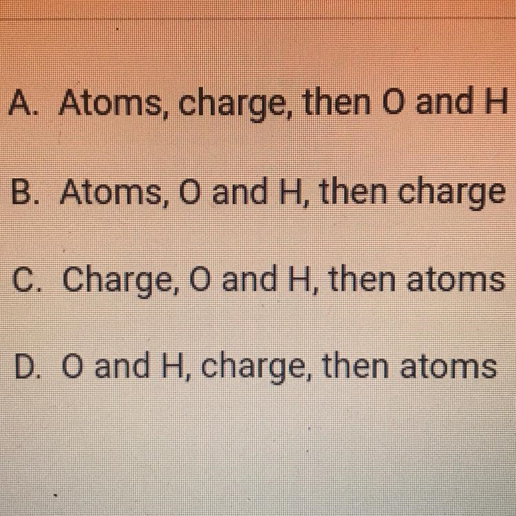 In what order are redox reactions balanced?-example-1