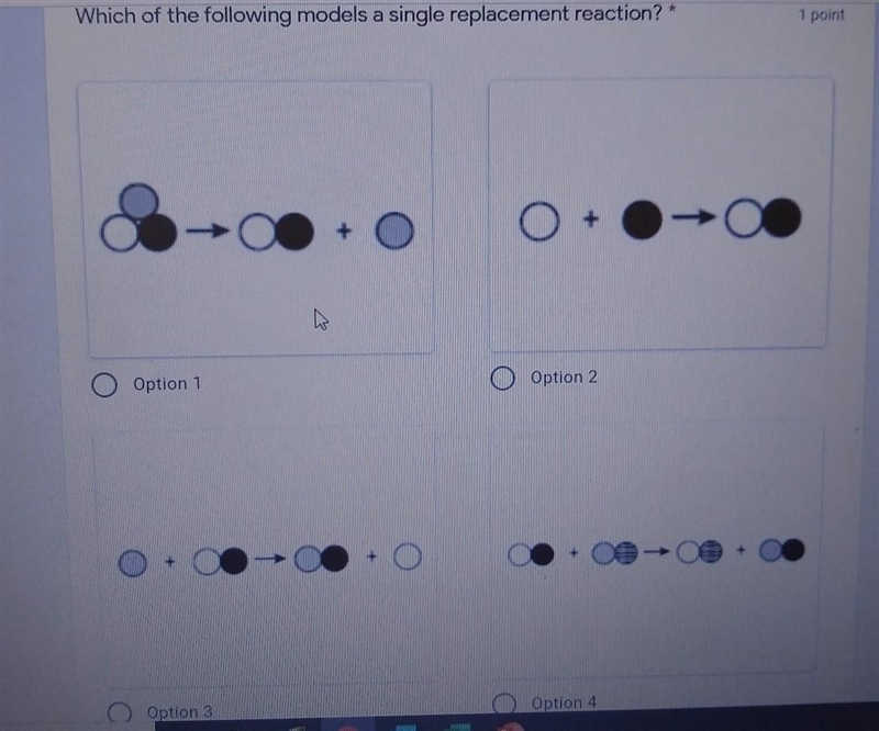 Which of the following models a single replacement reaction? ​-example-1