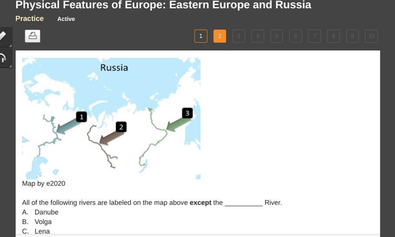 All of the following rivers are labeled on the map above except the __________ River-example-1