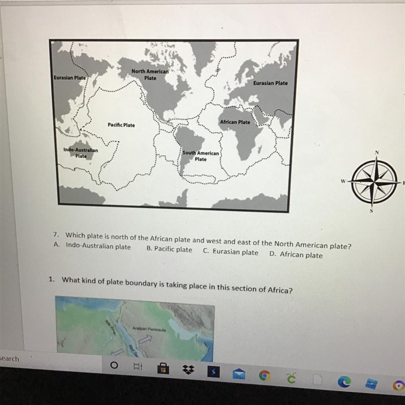 Please help me out with this Which plate is north of african plate and west of north-example-1