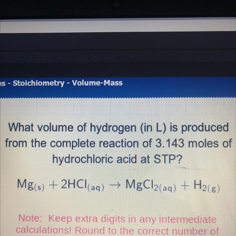 What volume of hydrogen (in L) is produced from the complete reaction of 3.143 moles-example-1