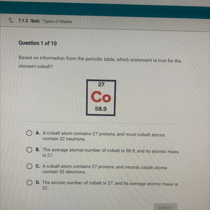 Based on information from the periodic table, which statement is true for the element-example-1