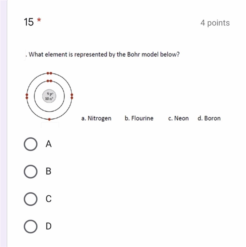 What element represented by the bohr model below?-example-1