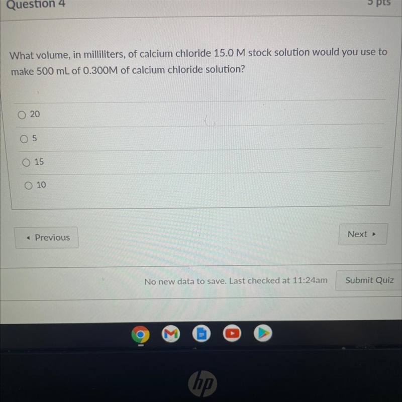 What volume, in milliliters, of calcium chloride 15.0 M stock solution would you use-example-1