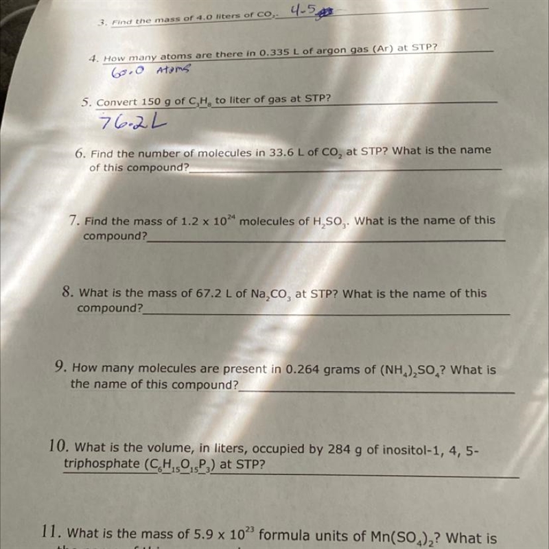 6. Find the number of molecules in 33.6 L of co, at STP? What is the name of this-example-1