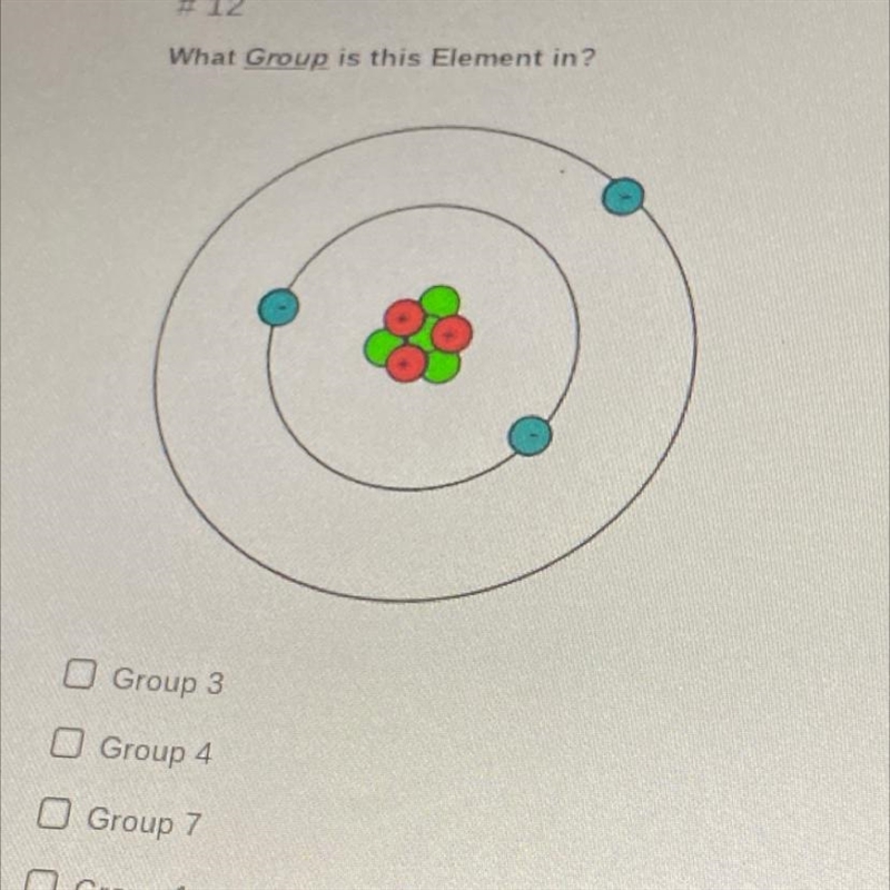 What group is this Element in? Group 3 Group 4 Group 7 O Group 1-example-1