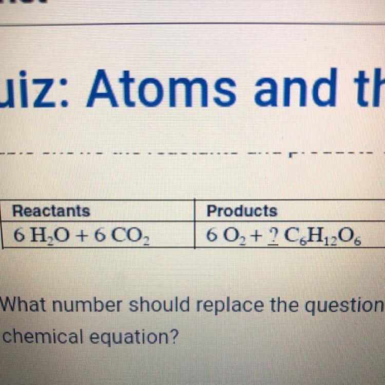 What number should replace the question mark to show the number of C6H1206 (glucose-example-1