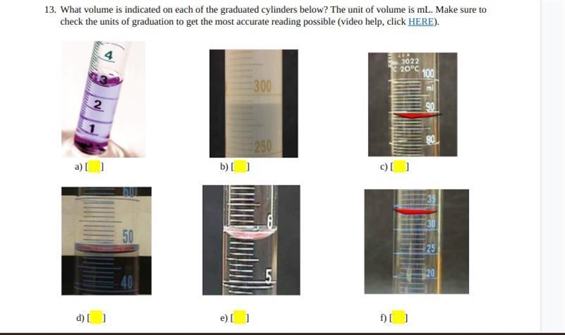 Plss help :((( What volume is indicated on each of the graduated cylinders below? The-example-1