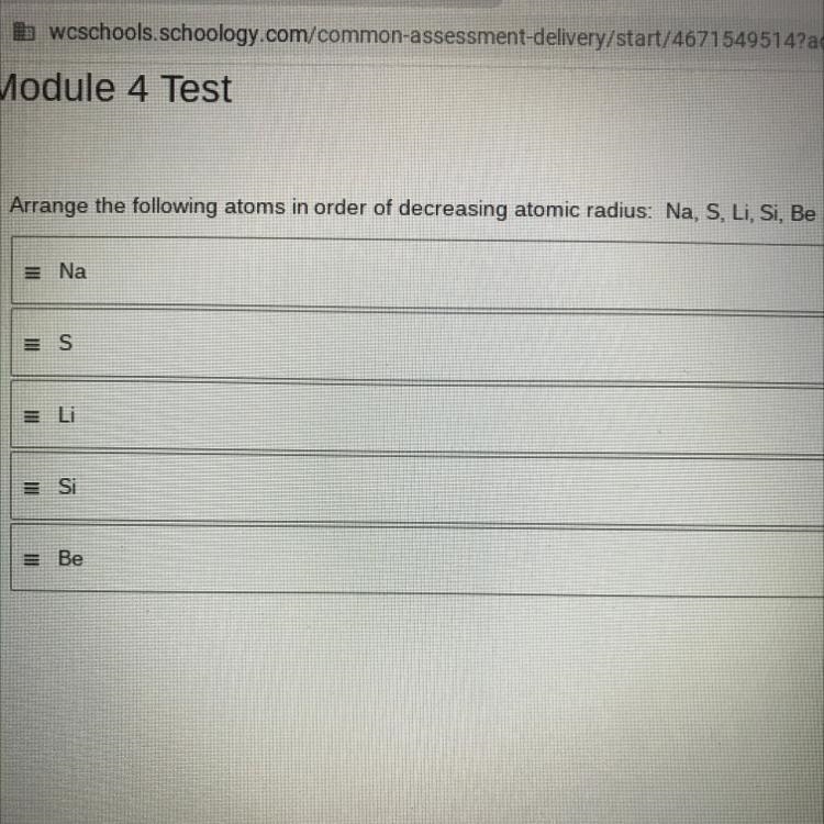 Arrange the following atoms in order of decreasing atomic radius-example-1