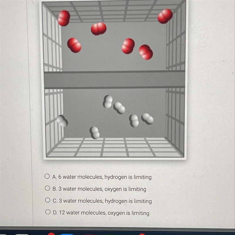 How many water molecules (H20) can be produced from 6 molecules of hydrogen gas (white-example-1