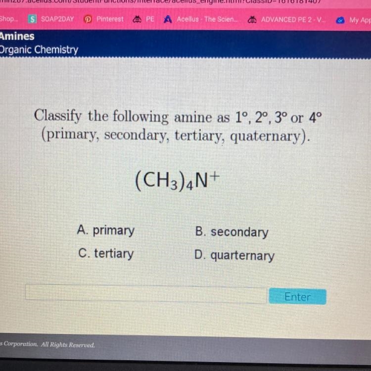 Classify the following amine as 1º, 2º, 3º or 4° (primary, secondary, tertiary, quaternary-example-1