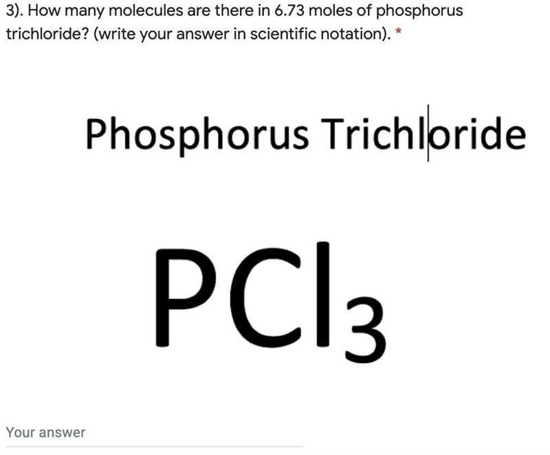 How many molecules are there in 6.73 moles of phosphorus trichloride? (write your-example-1