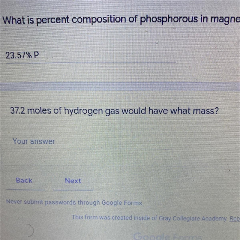 37.2 moles of hydrogen gas would have what mass? Your answer-example-1