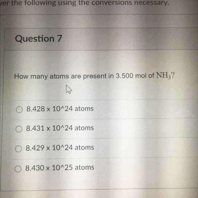 How many atoms are present in 3.500 mol of NH3? NEED ANSWER ASAP-example-1