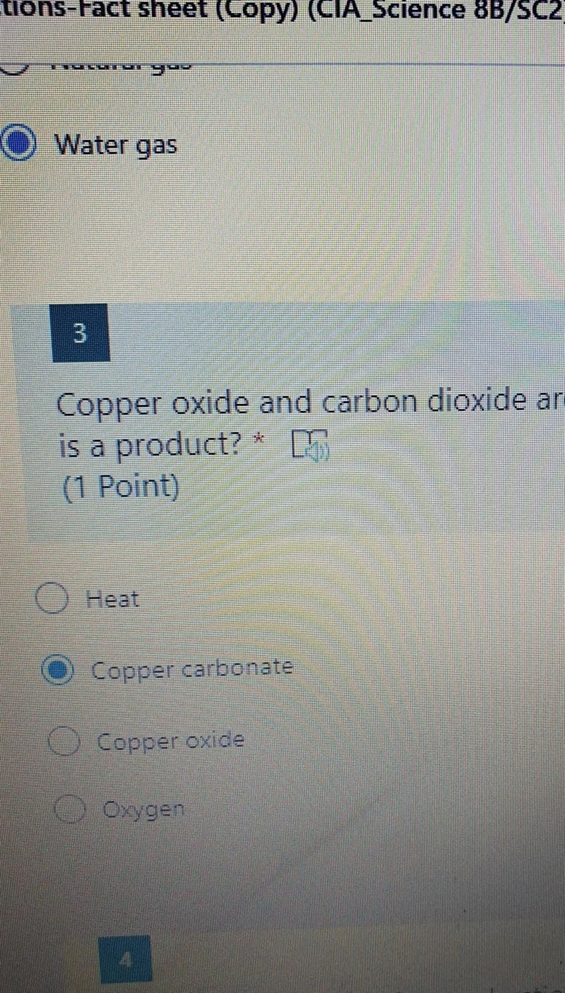 Water gas 3 Copper oxide and carbon dioxide are made when copper carbonate is heated-example-1