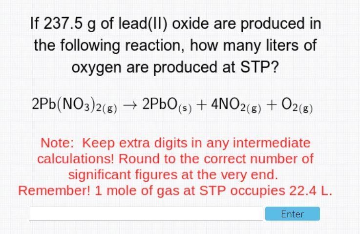 I need help answering this question in relation to Stoichiometry volume-mass in my-example-1