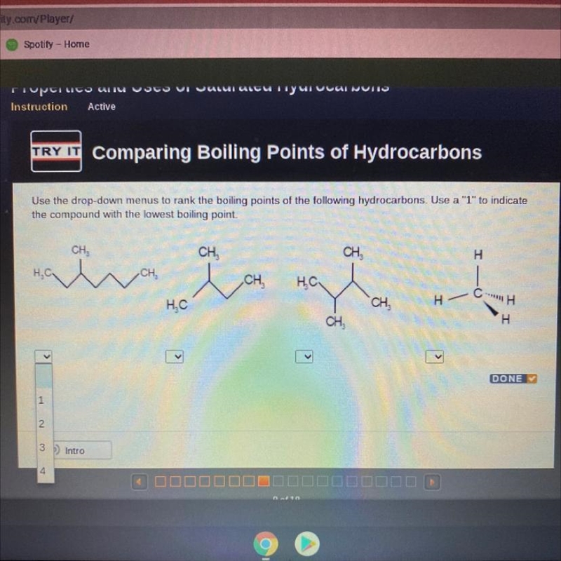 Use the drop-down menus to rank the boiling points of the following hydrocarbons. Use-example-1