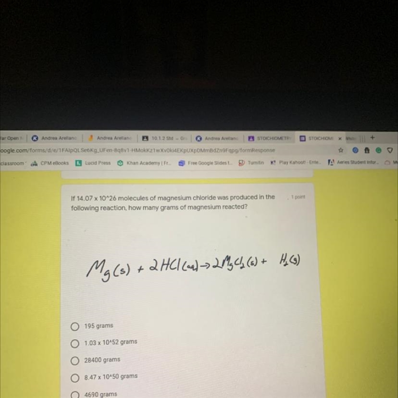 IF 14.07*10^26 molecules of magnesium chloride was produced in the following reaction-example-1