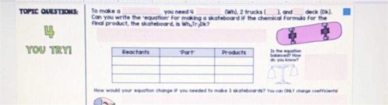 Help asap please !! i need help filling in the blanks. it’s about balancing equations-example-1