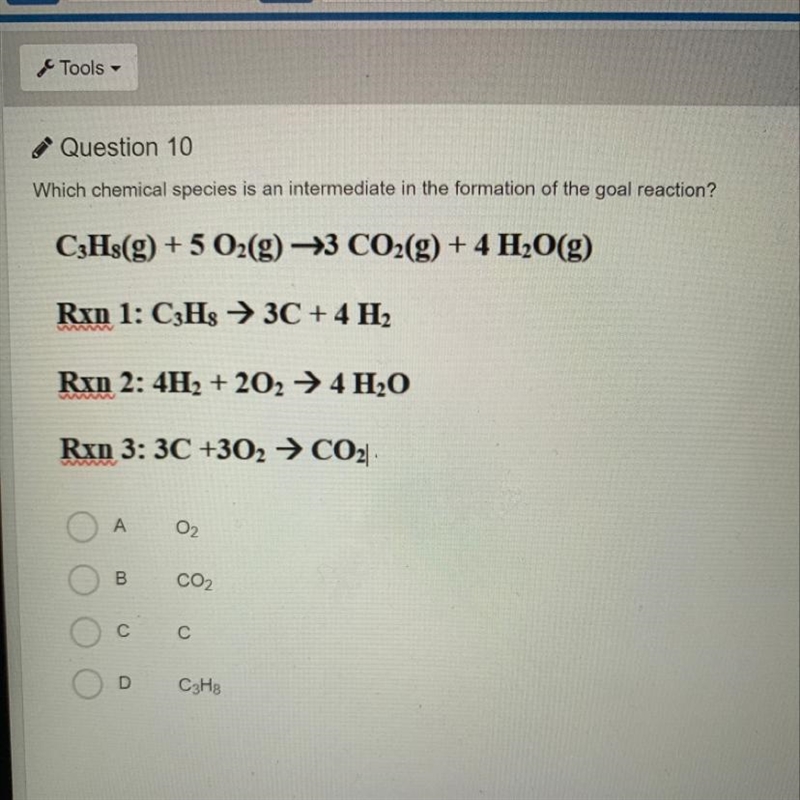 Question 10 Which chemical species is an intermediate in the formation of the goal-example-1