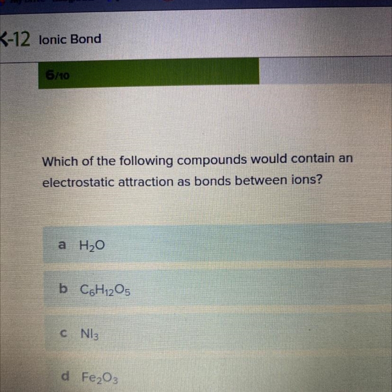 Which of the following compounds would contain an electrostatic attraction as bonds-example-1