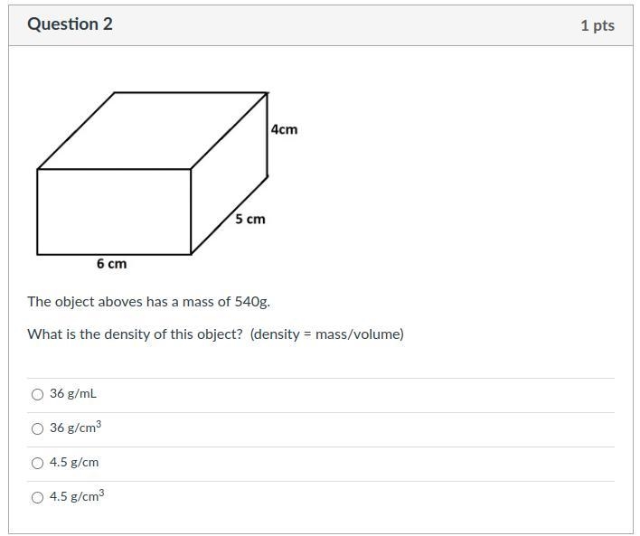 Please help me find the density for this object-example-1