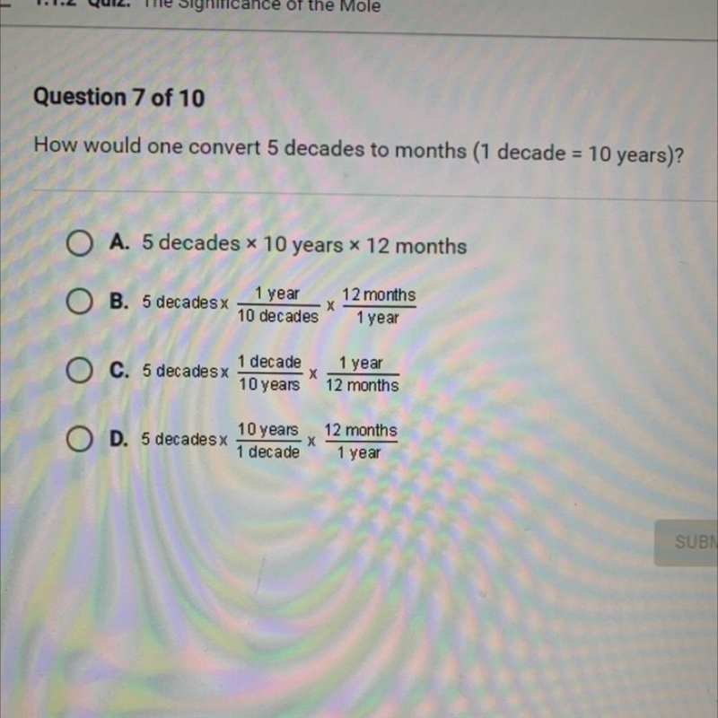 How would one convert 5 decades to months (1 decade = 10 years)?-example-1